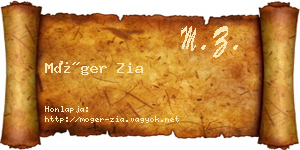 Móger Zia névjegykártya